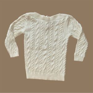 Lands End Cable Knit‎ Sweater - Ivory XS